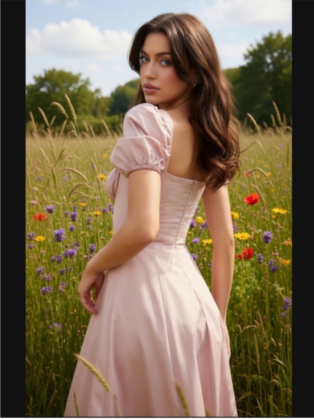 HOUSE OF CB 'Tallulah' Blush Puff Sleeve Midi Sundress /XSmall US2-4 $209 - Picture 2 of 9